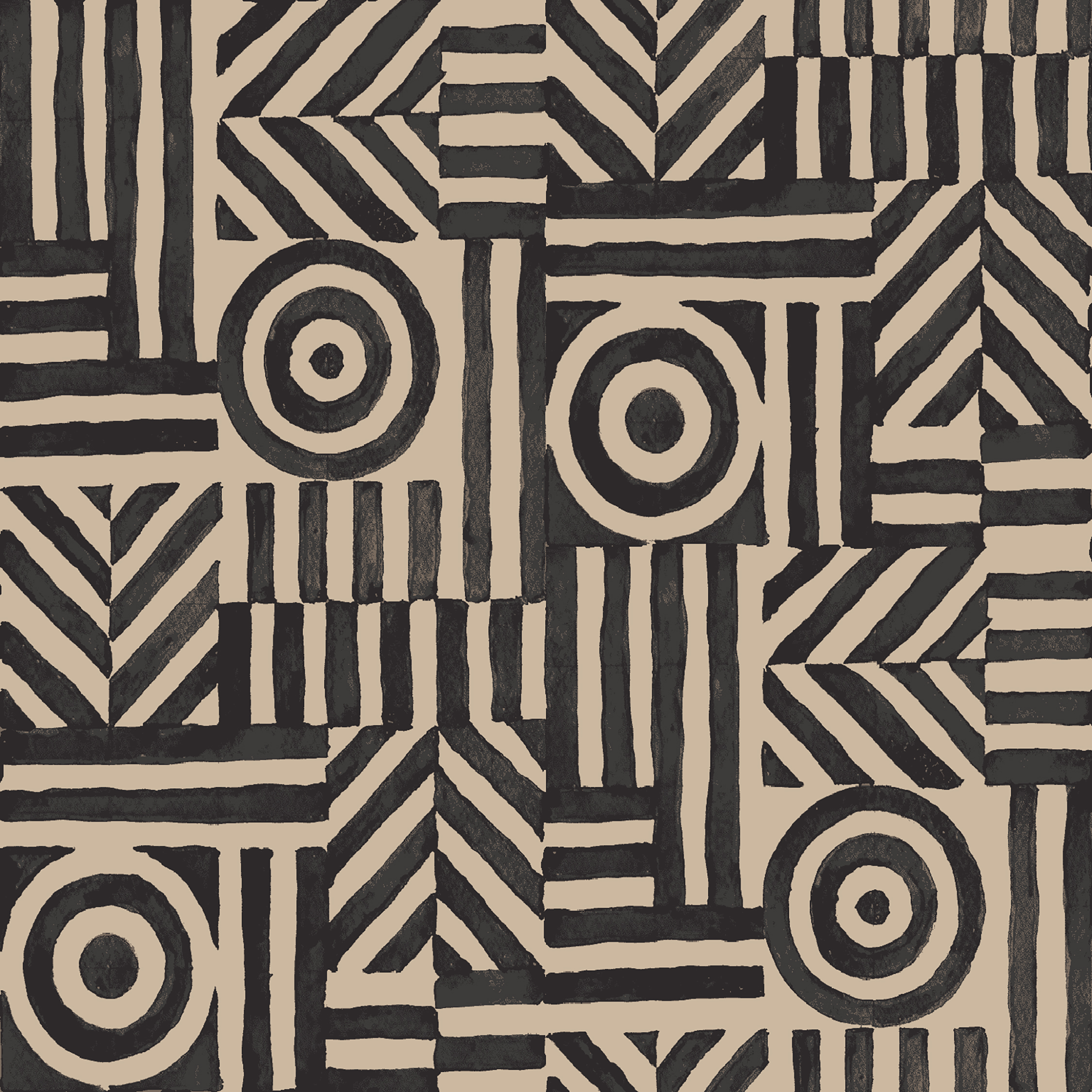 Circles and Lines II  black/beige